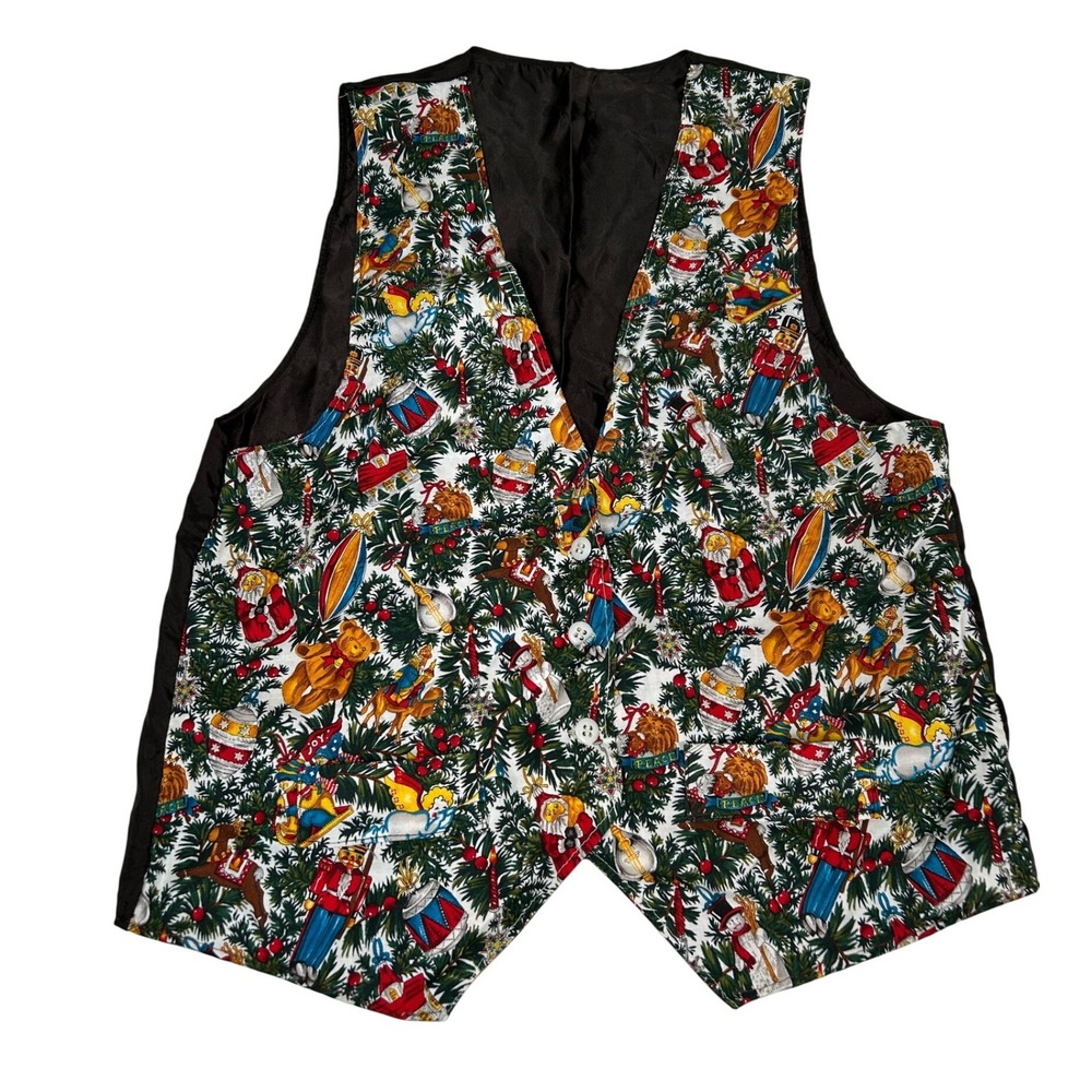 Christmas Vest Multicolor Holiday Nutcracker Santa Teddy Bear